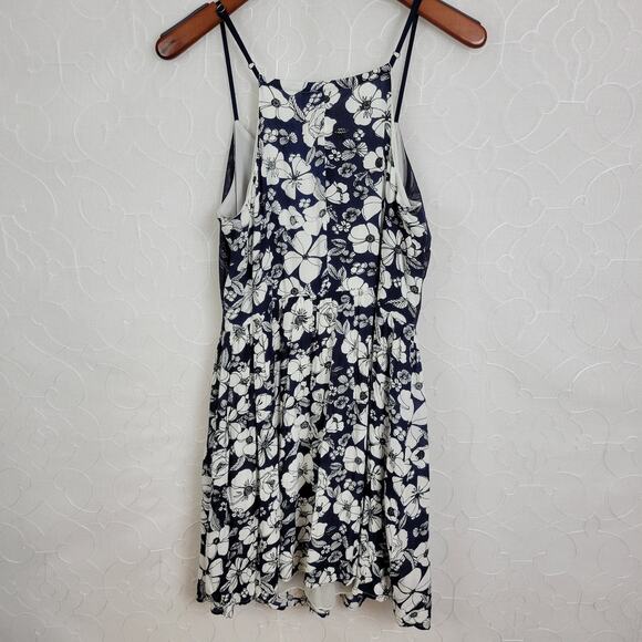 Japna Babydoll Dress Womens Large Blue Floral Lace V-neck Spaghetti Strap Lined - Picture 2 of 10